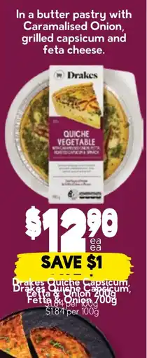 Drakes Drakes Quiche Vegetable offer