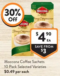 Foodworks Moccona Coffee Sachets 10 Pack Selected Varieties offer