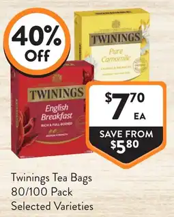 Foodworks Twinings Tea Bags Selected Varieties offer