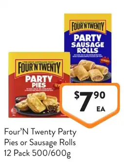 Foodworks Four'N Twenty Party Pies or Sausage Rolls offer