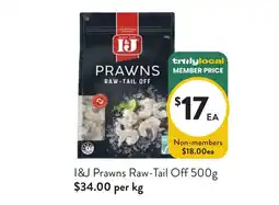 Foodworks I&J Prawns Raw-Tail Off offer