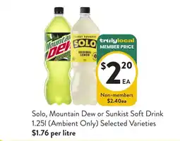 Foodworks Solo, Mountain Dew or Sunkist Soft Drink offer