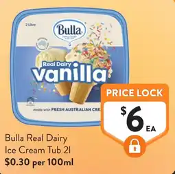 Foodworks Bulla Real Dairy Ice Cream Tub offer