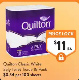 Foodworks Quilton Classic White 3ply Toilet Tissue offer