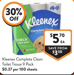 Foodworks Kleenex Complete Clean Toilet Tissue offer