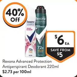 Foodworks Rexona Advanced Protection Antiperspirant Deodorant offer