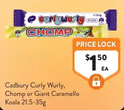Foodworks Cadbury Curly Wurly, Chomp or Giant Caramello Koala offer