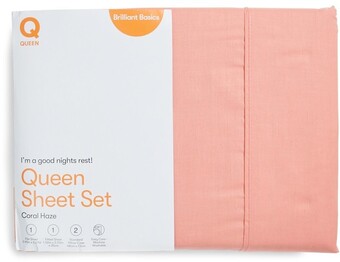 BIG W Brilliant Basics 180 Thread Count Sheet Set - Coral Haze offer