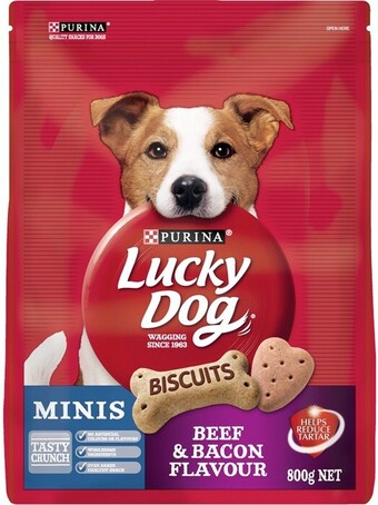 BIG W Purina Lucky Dog Minis Biscuits 800g - Beef & Bacon offer