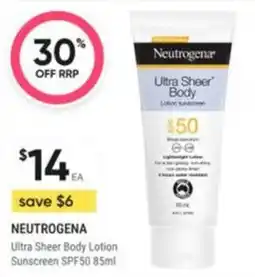 Healthy Life Neutrogena Ultra Sheer Body Lotion Sunscreen SPF50 offer