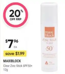 Healthy Life Maxiblock Clear Zinc Stick SPF50+ offer