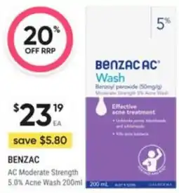 Healthy Life Benzac AC Moderate Strength 5.0% Acne Wash offer