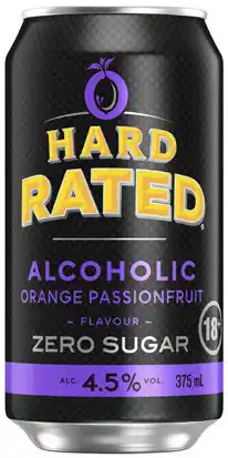 Coles NEW Hard Rated Orange Passionfruit Zero Sugar Cans offer
