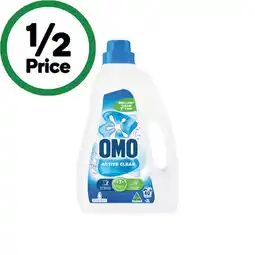 Woolworths OMO Active or Sensitive Laundry Liquid 2 Litre, Powder 2 kg or Capsules Pk 28 offer
