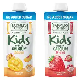Woolworths Farmers Union Greek Style Kids Yogurt Pouch offer