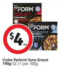 Coles Coles Perform Tuna Snack offer