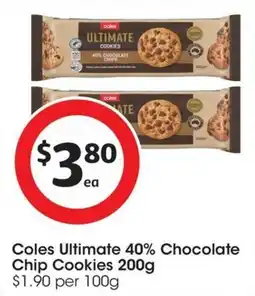 Coles Coles Ultimate 40% Chocolate Chip Cookies offer