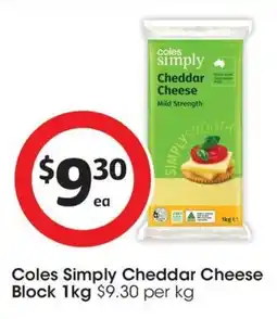 Coles Coles Simply Cheddar Cheese offer