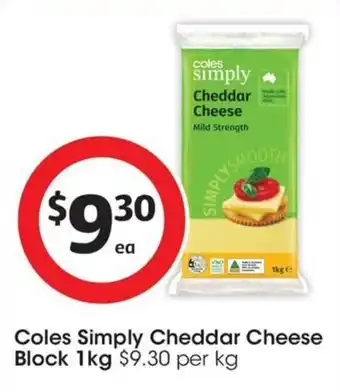 Coles Simply Cheddar Cheese