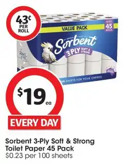 Coles Sorbent 3-Ply Soft & Strong Toilet Paper offer