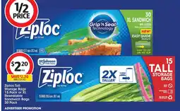 Coles Ziploc Tall Storage Bags offer