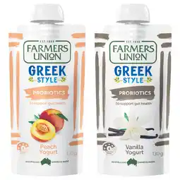 Woolworths Farmers Union Greek Style Yoghurt Pouch offer