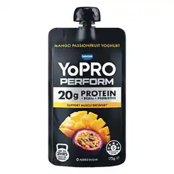 Woolworths YoPRO Perform Protein Yoghurt Pouch 175g offer