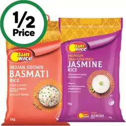 Woolworths SunRice Basmati or Premium Thai Jasmine Rice 5 kg offer