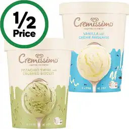 Woolworths Cremissimo Ice Cream Tub offer