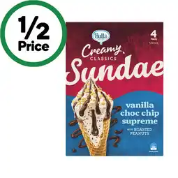 Woolworths Bulla Creamy Classics Sundae Cones offer