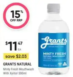 Healthy Life Grants Natural Minty Fresh Mouthwash With Xylitol offer