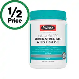 Woolworths Swisse Ultiboost Odourless Super Strength Wild Fish Oil 2000mg Capsules offer