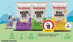 Coles Healthieries Potato Stix or Rice Wheels offer