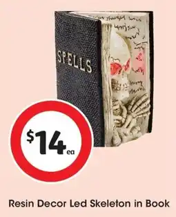 Coles Resin Decor Led Skeleton in Book offer