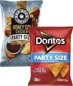 Coles Smith's Crinkle Cut Potato Chips, Doritos Corn Chips or Red Rock Deli Potato Chips 290g-380g offer