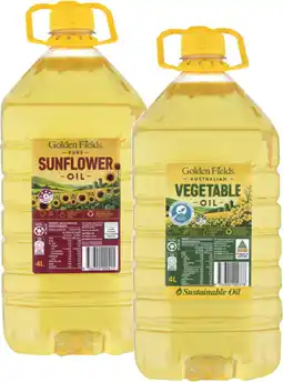 Coles Golden Fields Canola or Vegetable Oil 4 Litre offer