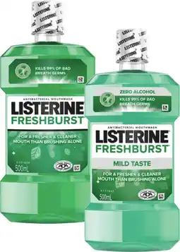 Coles Listerine Freshburst or Freshburst Zero Mouthwash 500mL offer