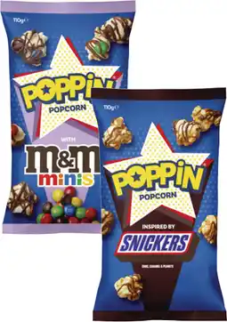 Coles Poppin M&Ms or Snickers Popcorn 110g offer