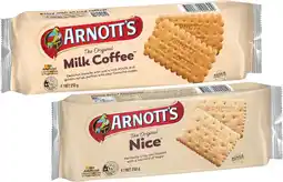 Coles Arnott's Marie or Nice Biscuits 250g offer