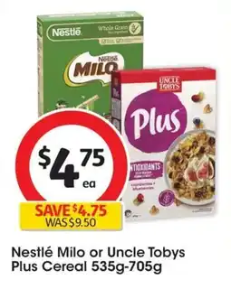 Coles Nestlé Milo or Uncle Tobys Plus Cereal offer