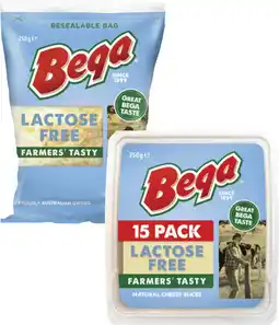 Coles Bega Lactose Free Cheese Grated or Slices 250g offer