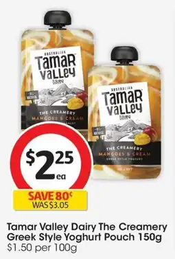 Coles Tamar Valley Dairy The Creamery Greek Style Yoghurt Pouch offer