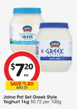 Coles Jalna Pot Set Greek Style Yoghurt offer