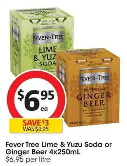 Coles Fever Tree Lime & Yuzu Soda or Ginger Beer offer
