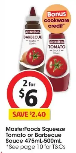 Coles MasterFoods Squeeze Tomato or Barbecue Sauce offer
