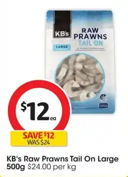 Coles KB's Raw Prawns Tail On Large offer