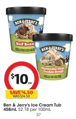 Coles Ben & Jerry's Ice Cream Tub offer