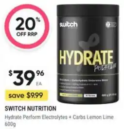 Healthy Life Switch Nutrition Hydrate Perform Electrolytes + Carbs offer