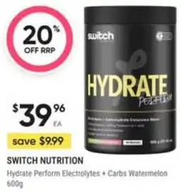 Healthy Life Switch Nutrition Hydrate Perform Electrolytes + Carbs Watermelon offer