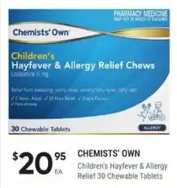Healthy Life Chemists' Own Children's Hayfever & Allergy Relief Chews offer
